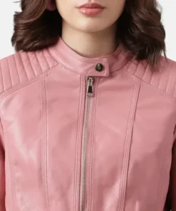 Sofia Pink Women’s Moto Racer Biker Leather Jacket Sale