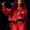 Super Bowl LIX Halftime Show SZA Red Leather Jacket