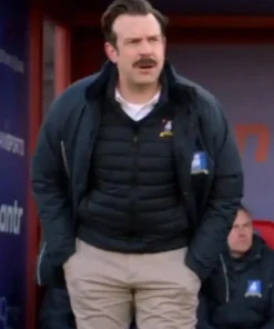 Ted Lasso Jason Sudeikis Black Cotton Track Coat