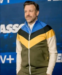 Ted Lasso Season 3 Premiere Jason Sudeikis Chevron Stripes Tracksuit