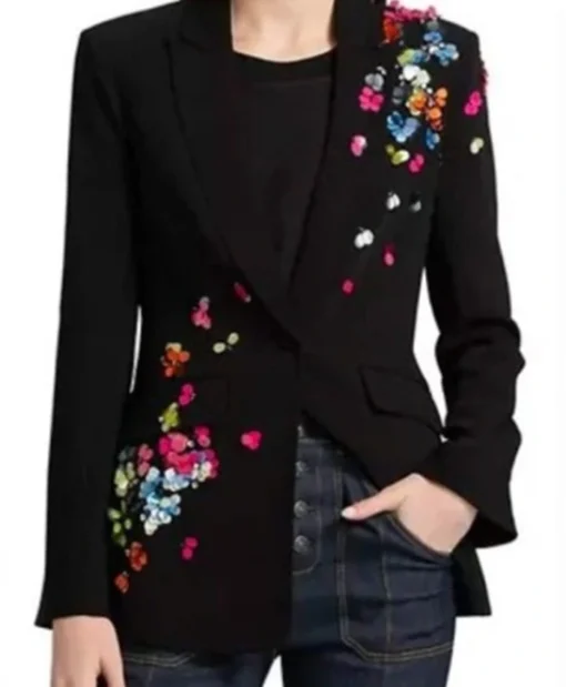 The View S28 Joy Behar Black Floral Blazer