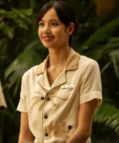 The White Lotus S03 Lalisa Manobal White Monkey Print Shirt