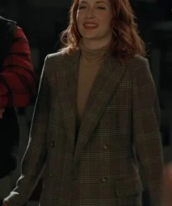 The Wish Swap 2025 Emily Tennant Grey Plaid Coat