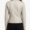 Womens Cafe Racer Motorcycle Beige Leather Jacket