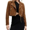 Women’s Cropped Suede Leather Motorcycle Jacket Sale