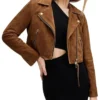 Women’s Cropped Suede Motorcycle Jacket