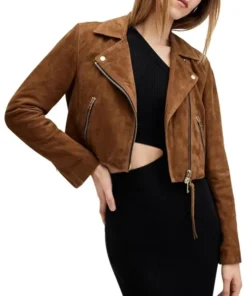 Women’s Cropped Suede Motorcycle Jacket
