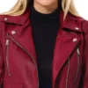 Women’s Red Leather Cropped Jacket