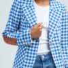 Buy Now Elsbeth Tascioni TV-Series Elsbeth Season 02 Carrie Preston Tascioni Houndstooth Blue Blazer For Unisex