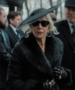 Buy Now Helen Mirren TV-Series MobLand 2025 Maeve Harrigan Black Suede Leather Shearling Coat For Unisex