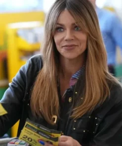 Buy Now High Potential 2024 Kaitlin Olson Black Leather Jacket For Men And Women