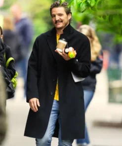 Buy Now Movie Materialists 2025 Pedro Pascal Black Wool Coat For Men And Women