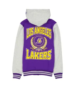 Buy Now New Era Los Angeles Lakers Throwback Prep Hooded Varsity Jacket For Unisex