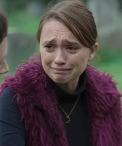 Buy Now Tracey Taylor TV Series Toxic Town Season 01 Aimee Lou Wood Purple Fur Vest For Unisex