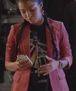 Grown-Ish S01 Zoey Johnson Pink Velvet Blazer