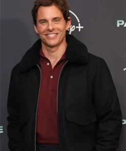 Paradise 2025 James Marsden Black Fur Bomber Jacket