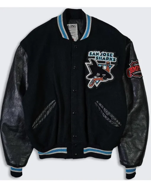 San Jose Sharks Black Vintage Wool Varsity Jacket