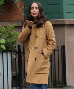 Sofia Carson The Life List 2025 Brown Wool Coat For Sale