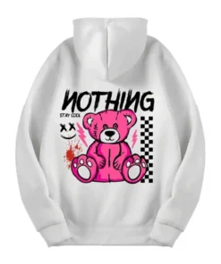 Stegaro Pink Bear White Hoodie