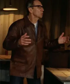 The Brutalist 2024 Jonathan Hyde Brown Leather Jacket