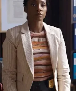 Will Trent S03 Faith Mitchell White Striped Blazer