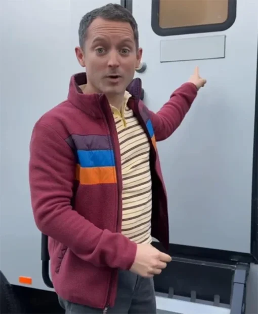 Yellowjackets S03 Elijah Wood Striped Red Jacket