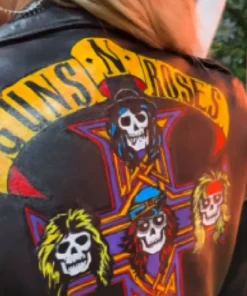 Buy Now American Idol Season 23 Carrie Underwood Guns and Roses Back Print Black Leather Jacket For Unisex