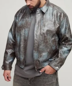 Buy Now American Idol Season 23 Che Plus Tie Dye Snake PU Boxy Leather Bomber Jacket For Unisex