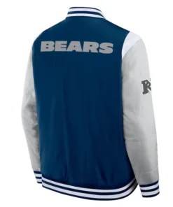Buy Now Chicago Bears Elements Elite Blue And Grey Varsity Jacket For Men And Women
