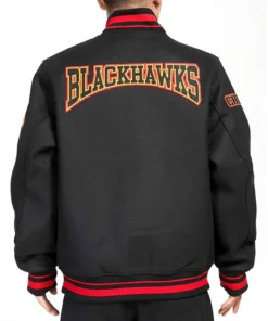 Buy Now Chicago Blackhawks Crest Black Varsity Jacket For Men And Women