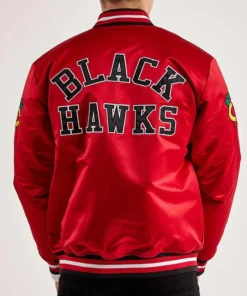 Buy Now Chicago Blackhawks Throwback Red Letterman Varsity Jacket For Unisex