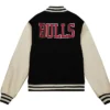 Buy Now Chicago Bulls Classics Black and Off White Varsity Jacket For Unisex