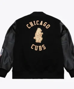 Buy Now Chicago Cubs Black Out Vintage Logo Varsity Jacket For Unisex