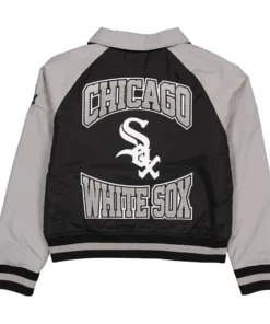 Buy Now Chicago White Sox Black and Grey Throwback Varsity Jacket For Unisex