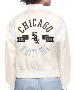Buy Now Chicago White Sox Printed Logo Cream Varsity Jacket For Men And Women