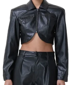 Buy Now Dana Leslie Thomas TV-Series Beyond the Gates 2025 Trisha Mann-Grant Black Cropped Leather Jacket For Unisex
