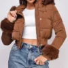 Buy Now Liz Caribel Sierra Dope Thief Season 01 Sherry Brown Fur Trim Quilted Puffer Jacket For Unisex