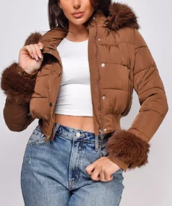 Buy Now Liz Caribel Sierra Dope Thief Season 01 Sherry Brown Fur Trim Quilted Puffer Jacket For Unisex