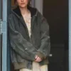 Buy Now Lucy Movie Materialists 2025 Dakota Johnson Grey Hooded Bomber Jacket For Unisex