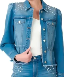 Buy Now Melissa TV-Series Grosse Pointe Garden Society 2025 Birdie Blue Embellished Denim Jacket For Unisex