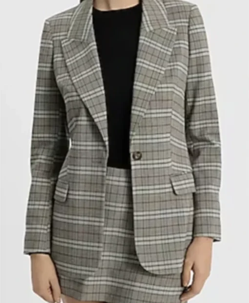 Buy Now Naomi Hamilton TV-Series Beyond The Gates 2025 Arielle Prepetit Grey Plaid Blazer For Unisex