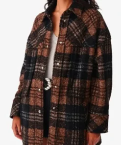 Buy Now Quinn O’Grady TV-Series Ransom Canyon 2025 Minka Kelly Brown Plaid Shacket For Unisex