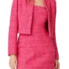 Buy Now Senator Margery TV-Series The Residence 2025 Eliza Coupe Pink Tweed Collarless Crop Jacket For Unisex