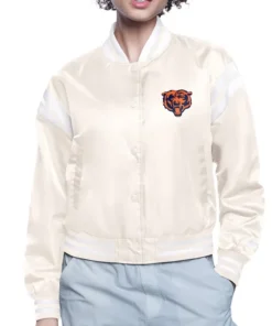 Chicago Bears Printed Logo Cream Varsity Jacket