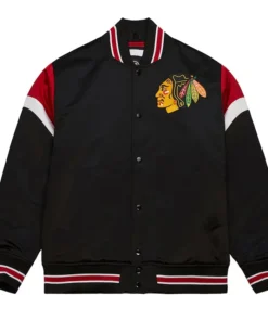 Chicago Blackhawks Heavyweight Black Varsity Jacket