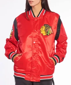 Chicago Blackhawks Teddy Red Varsity Jacket