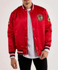 Chicago Blackhawks Throwback Red Letterman Varsity Jacket