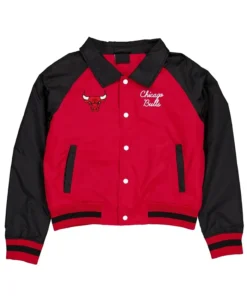 Chicago Bulls Red And Black Throwback Varsity Jacket