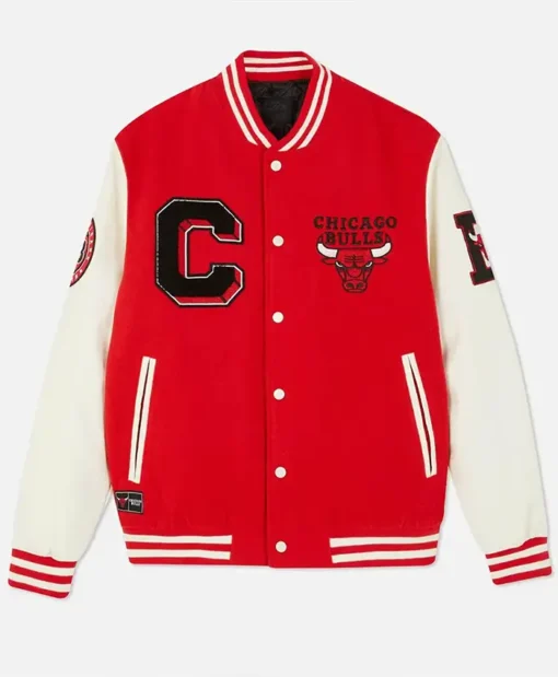 Chicago Bulls Red And Off White Varsity Jacket