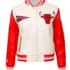 Chicago Bulls Retro Classic Red And White Varsity Jacket